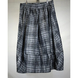 Sun Kim / COMFY USA Black / Grey Faded Print Midi Skirt w/ Pockets 1X #0238